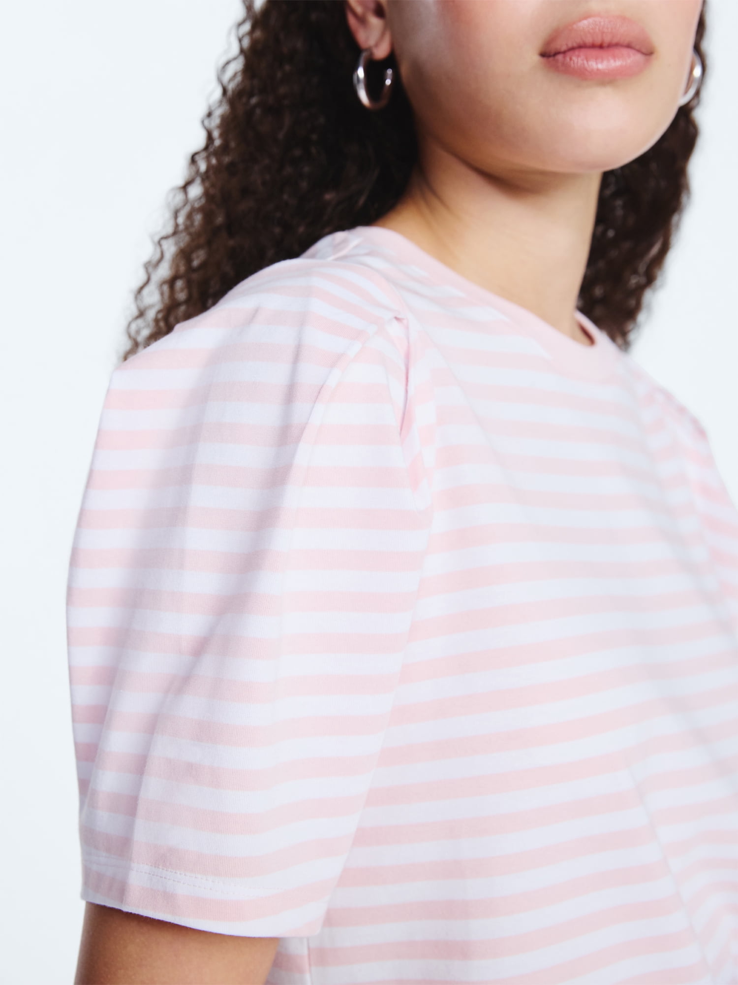Free Assembly Women's and Women's Plus Crewneck Tee with Puff Sleeves, XS-4X