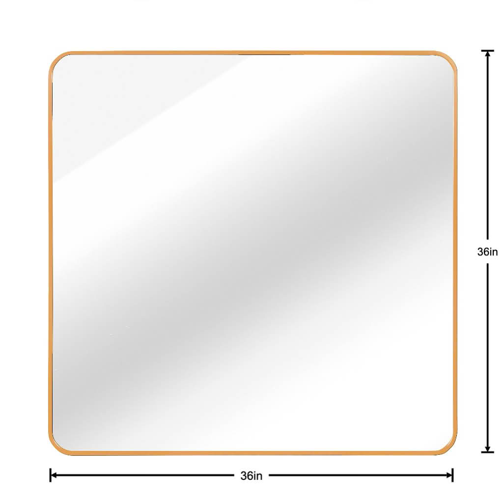 MAYEERTY 36x36 Inch Gold Metal Framed Square Bathroom Wall Mirror, for Bathroom and Powder Room