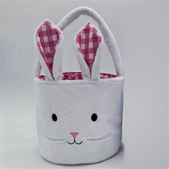 Hvmvliv Easter Basket Easter Game Basket with Doll, Fabric Home Party Supplies for Egg Hunting & Indoor Decoration, Family Gathering Pink