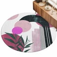 thumbnail image 2 of Round Area Rugs 5Ft, Boho Middle Century Non-Slip Washable Circle Rugs Carpet, Abstract Pink Geometric Botanical Indoor Outdoor Rug Floor Mats Throw Runner for Bedroom Living Room Bathroom, 2 of 8