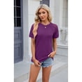 thumbnail image 2 of Anbech Women's Lace Splicing Blouse Shirt Splice Short Sleeve Loose Casual Bright Solid Color Tops, 2 of 9