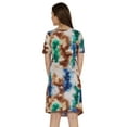 thumbnail image 5 of Moomaya Cotton Jersey Printed Midi Dress For Women V-Neck Summer Short Sleeves Knee Length Dress, 5 of 7