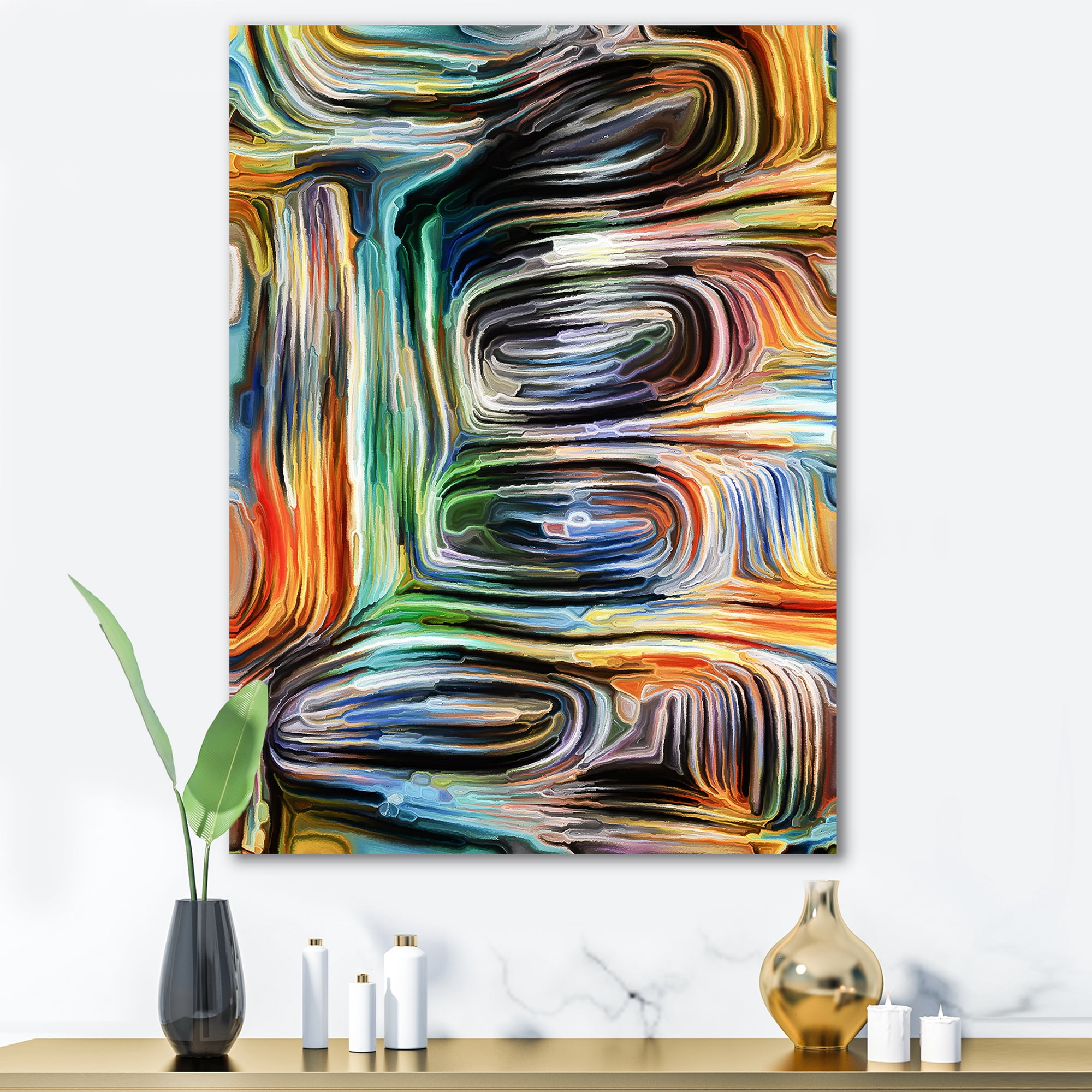 Colour Spiral Fusion VII 8 in x 12 in Painting Canvas Art Print, by Designart