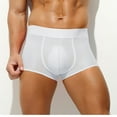thumbnail image 2 of successthop Mens Underwear Silk Boxer Briefs Cool Mesh Trendy Sport Lightweight Breathable Solid Underpant White L, 2 of 5