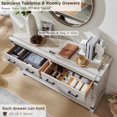 thumbnail image 4 of OKD 54''W Farmhouse Dresser 6 Drawers Rustic Wood Chest of Drawers Closet Storage Organizers for Bedroom Living Room Hallway, Antique Brush White, 4 of 7
