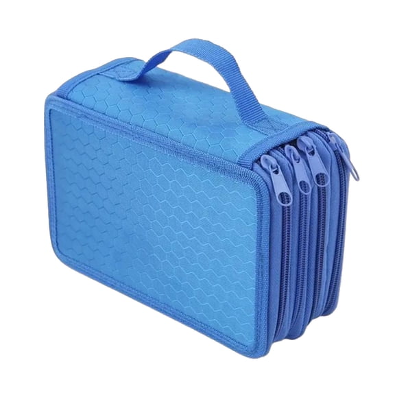 Luckky Large Capacity Pencil Case, 72 Slots Colored Pencil Pouch Bag Portable Pencil Holder Stationery Organizer with Compartments for Office and Travel, Blue