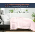 thumbnail image 2 of Twin Comforter Solid Pink 300 GSM Plush Siliconized Microfiber Fill Duvet Insert Box Stiched Quilted Fluffy Soft 600 TC Egyptian Cotton Shell with Piping & Pillowcases, 2 of 8