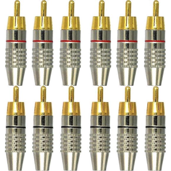 12Pcs Rca Male Connector, Rca Audio Video Connectors, Rca Terminal Audio Connector, Rca Solder Connector, Rca Plug Jack Connectors