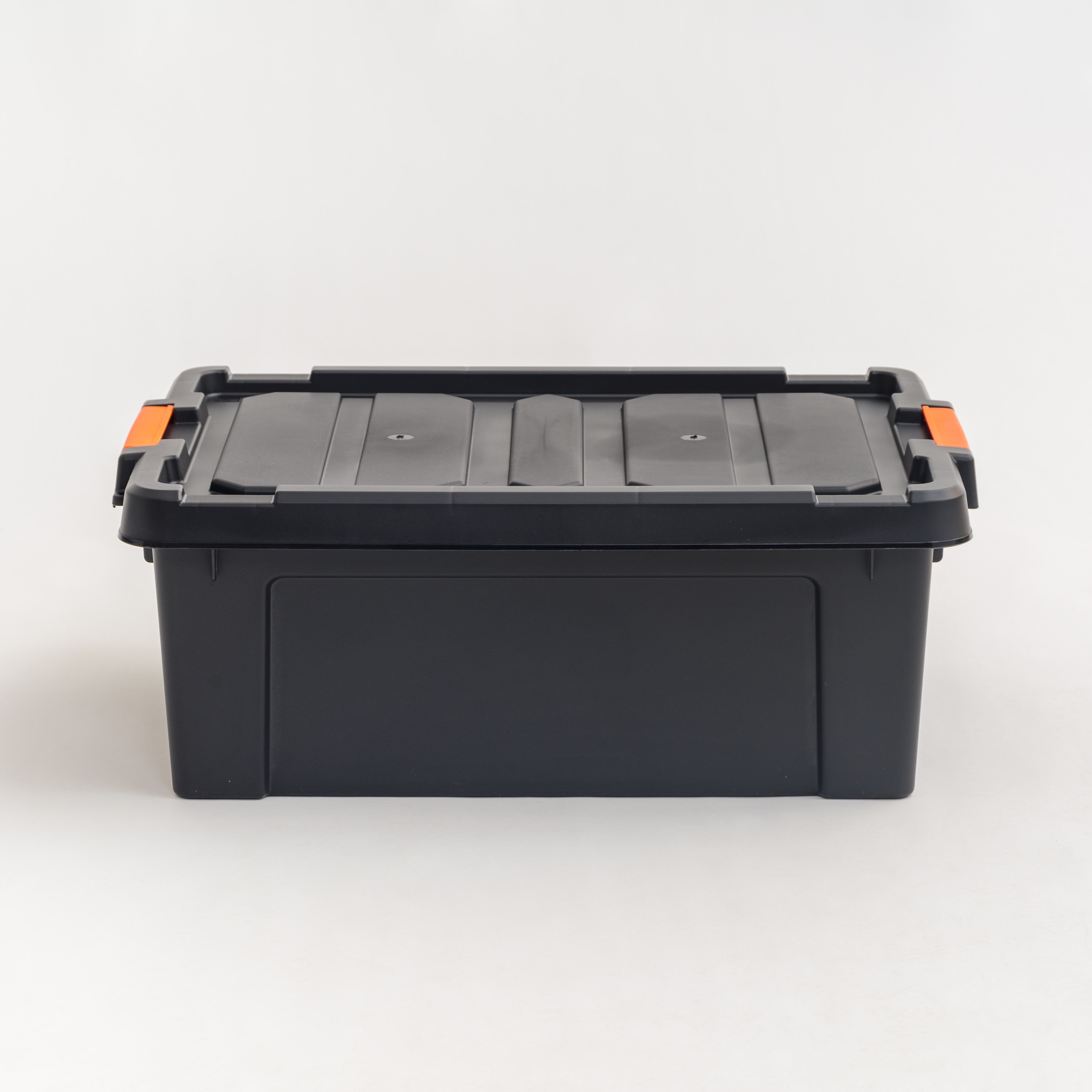 47 qt. Heavy Duty Plastic Storage Box in Black 500215 - The Home Depot