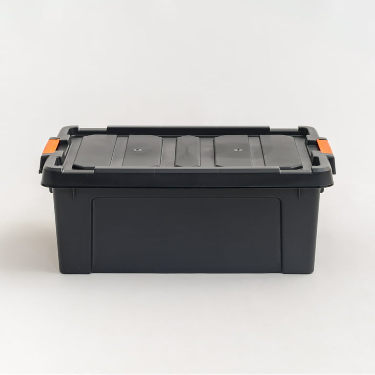 Iris USA 47 Quart Heavy Duty Plastic Storage Box, Black, 4 Pack