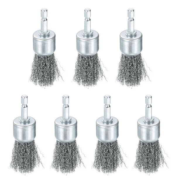 Uxcell 7pcs Cepillo de Alambre para Taladro 1" Diámetro. Cepillo de Rueda Abrasiva de Alambre 1/4" Hex Shank Cepillo de Copa de Acero al Carbono Accesorio para Taladro