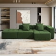 thumbnail image 2 of 105.5-inch L Shaped Sectional Sofa, Wide and Deep Seat, Minimalist Wrinkle-resistant Corduroy Couch, Full Compressed Cloud Couch for Living Room, Free Combination, No Assembly Requireds (Green), 2 of 12