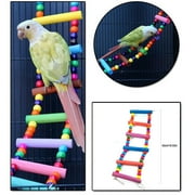 Ktyne Colorful Bird Parakeet Cockatiel Toys, Wooden Hanging Pet Bird Cage Climbing Ladders Toy for Conures, Love Birds, Finche, Budgerigar, Parrot