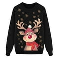 thumbnail image 4 of Fiaer Christmas Sweatshirts for Family Trendy Reindeer Printed Crew Neck Xmas Pullover Plus Size Long Sleeve Baggy Comfort Holiday Tops Women XXL, 4 of 4
