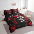 thumbnail image 2 of Homewish Gothic Red Rose Butterfly Skull Full Size Bedding Sets for Women, Floral Dark Romantic Full Size Bed in a Bag, Black Reversible, 7 Pieces, 2 of 7