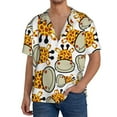 thumbnail image 3 of Xecao offers the Giraffes Head for Men's Casual Short-sleeved Shirt, a button-up collared shirt with a pocket, perfect for beach vacations and yacht travel in the Medium size., 3 of 7