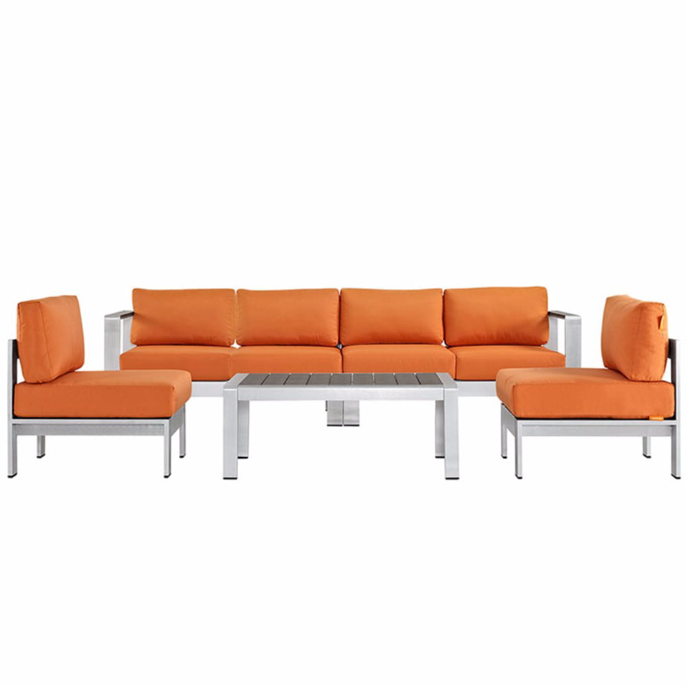 Modway Shore 5Piece Outdoor Patio Aluminum Sectional Sofa