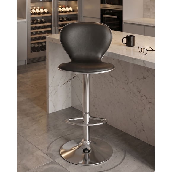 Banco Alto Respaldo Barra Desayunador Cocina Giratorio Negro EKE Life Home 8163