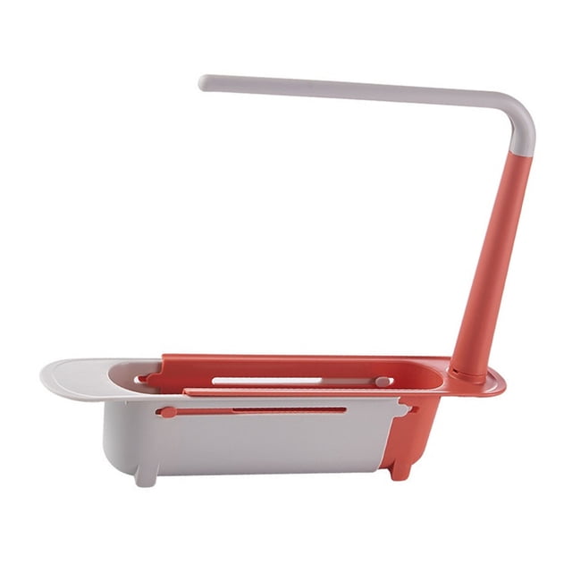 Bearachild Estante para fregadero de cocina, drenaje reutilizable telescópico, inodoro, restaurante, cepillo de limpieza, soporte de Almacenamiento y organización del hogar Rojo