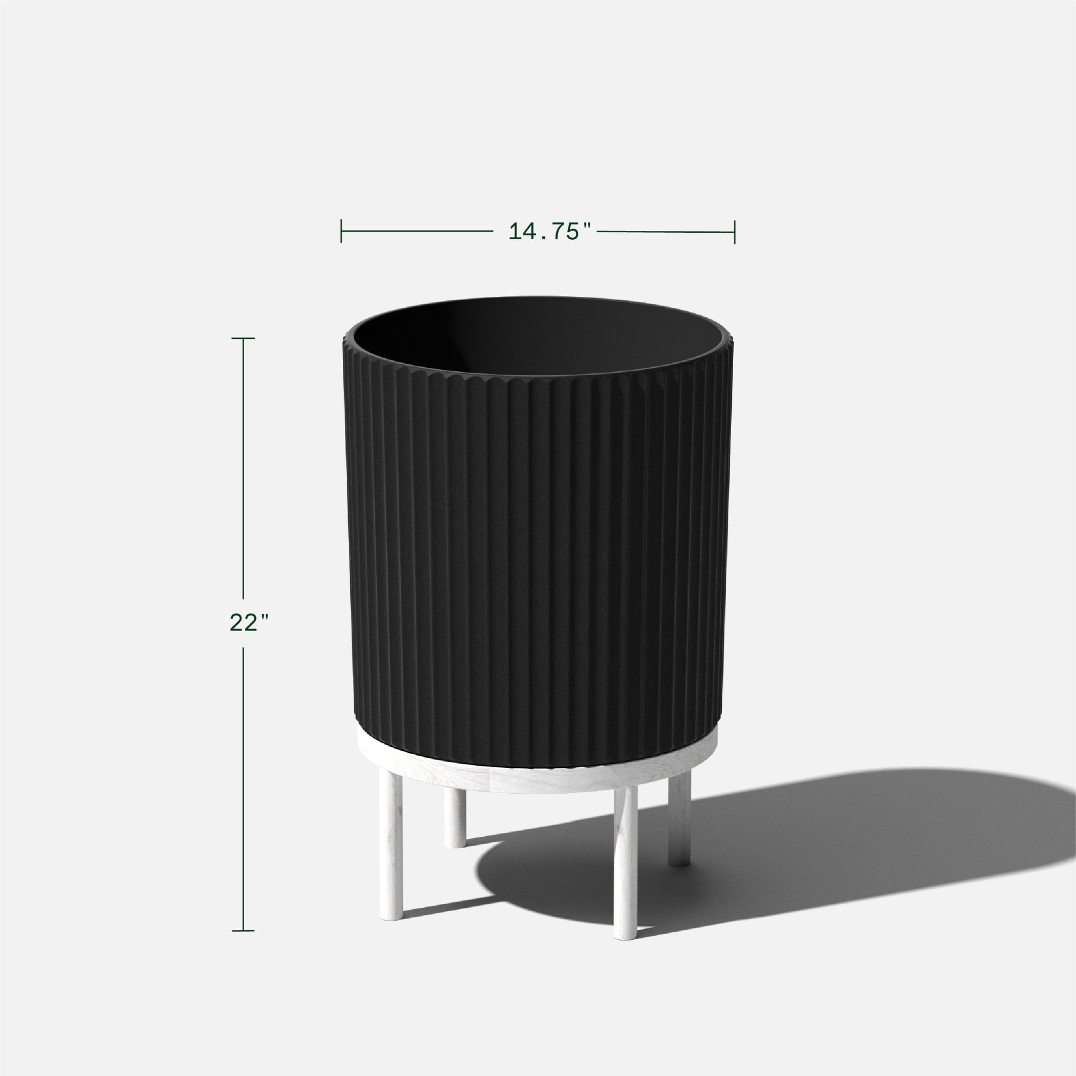 Veradek Demi Series Raised 16" Plastic-Stone Planter - (Black/White, 2 Pack)