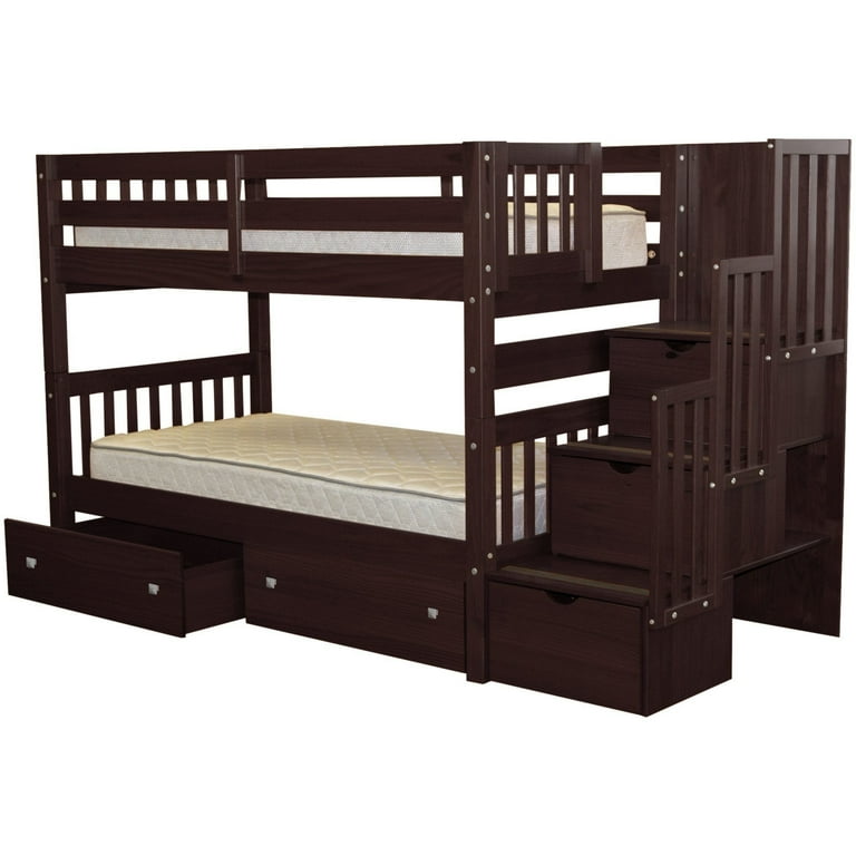 Bedz king stairway bunk beds twin over twin with 3 drawers in the steps deals