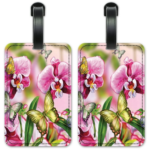 Green Butterfly - Luggage ID Tags / Suitcase Identification Cards - Set of 2