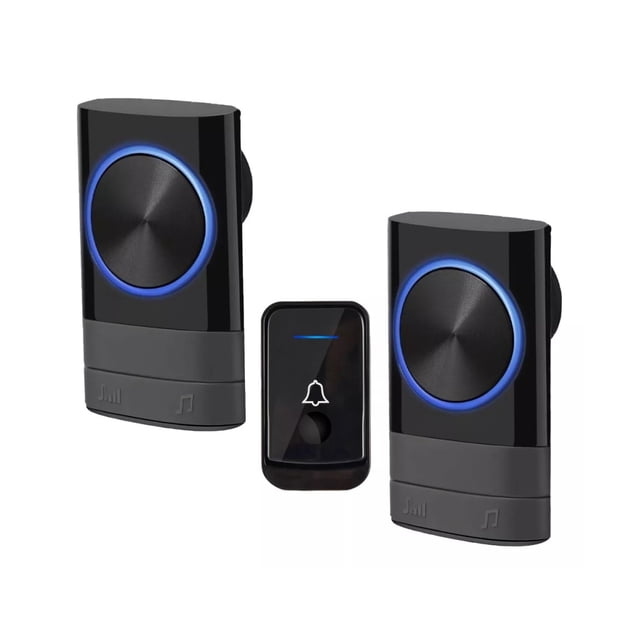 Timbre inalámbrico Belug con luz y 2 receptores Gris Negro