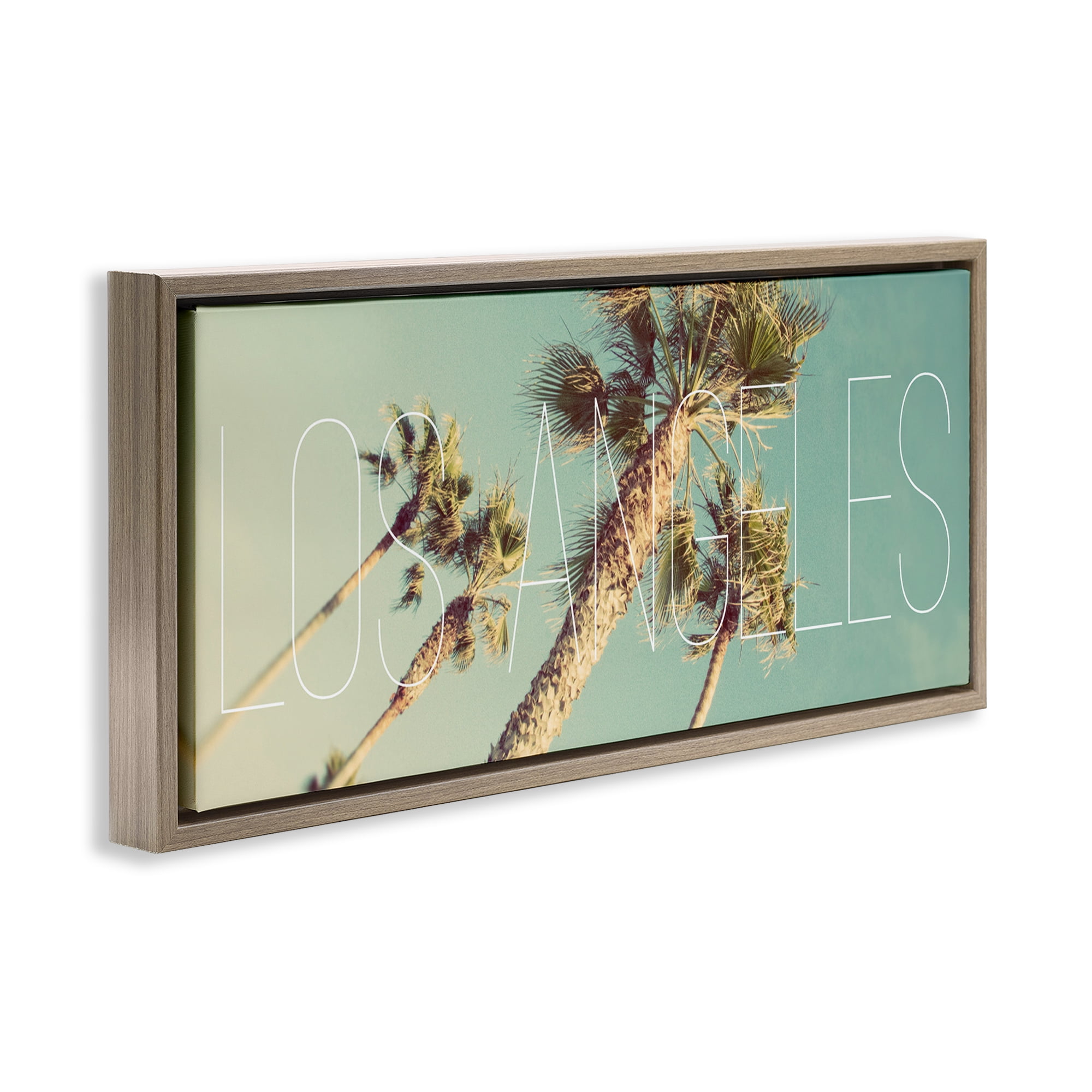 Stupell Industries Los Angeles Palms Town & City Painting Brown Floater Framed Canvas Art Print Wall Art, 31 x 14