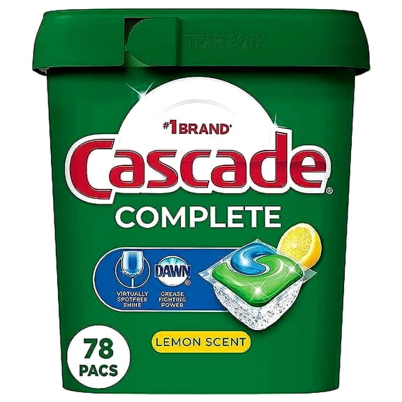 Cascade Complete Dish Washing Pods, Dishwasher tablets, Lemon Scent ActionPacs, 78 Count C29