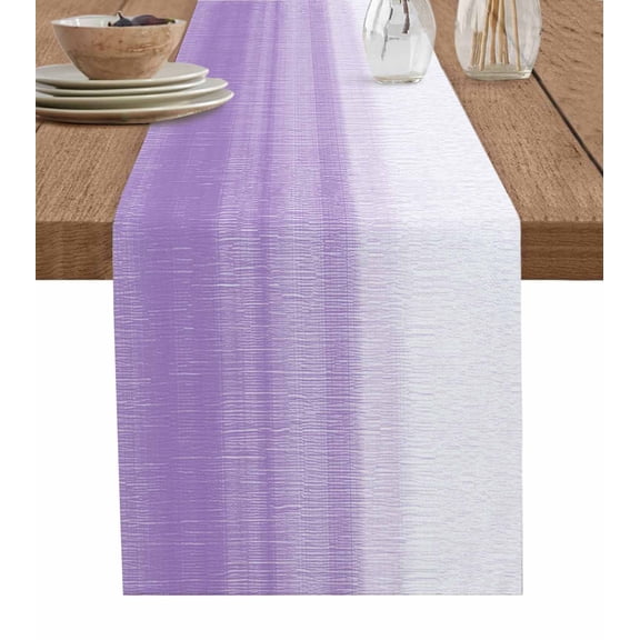 Hokiten Table Runners 120 Inches Long Dress Scarves, Purple White Ombre Farmhouse Coffee/Dining/Kitchen Table Runner for Living Room, Modern Romantic Gradient Stripes 13x120 Inch