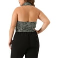 thumbnail image 4 of DARING DIVA Women's Plus Size Tweed Halter Neck Single Breasted Vest 1X Black, 4 of 6