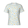 thumbnail image 4 of Vsdgher Daisies Flowers Print Men's Dry Fit Mesh Athletic Shirts Moisture Wicking Tennis T-Shirt Tops, 4 of 9