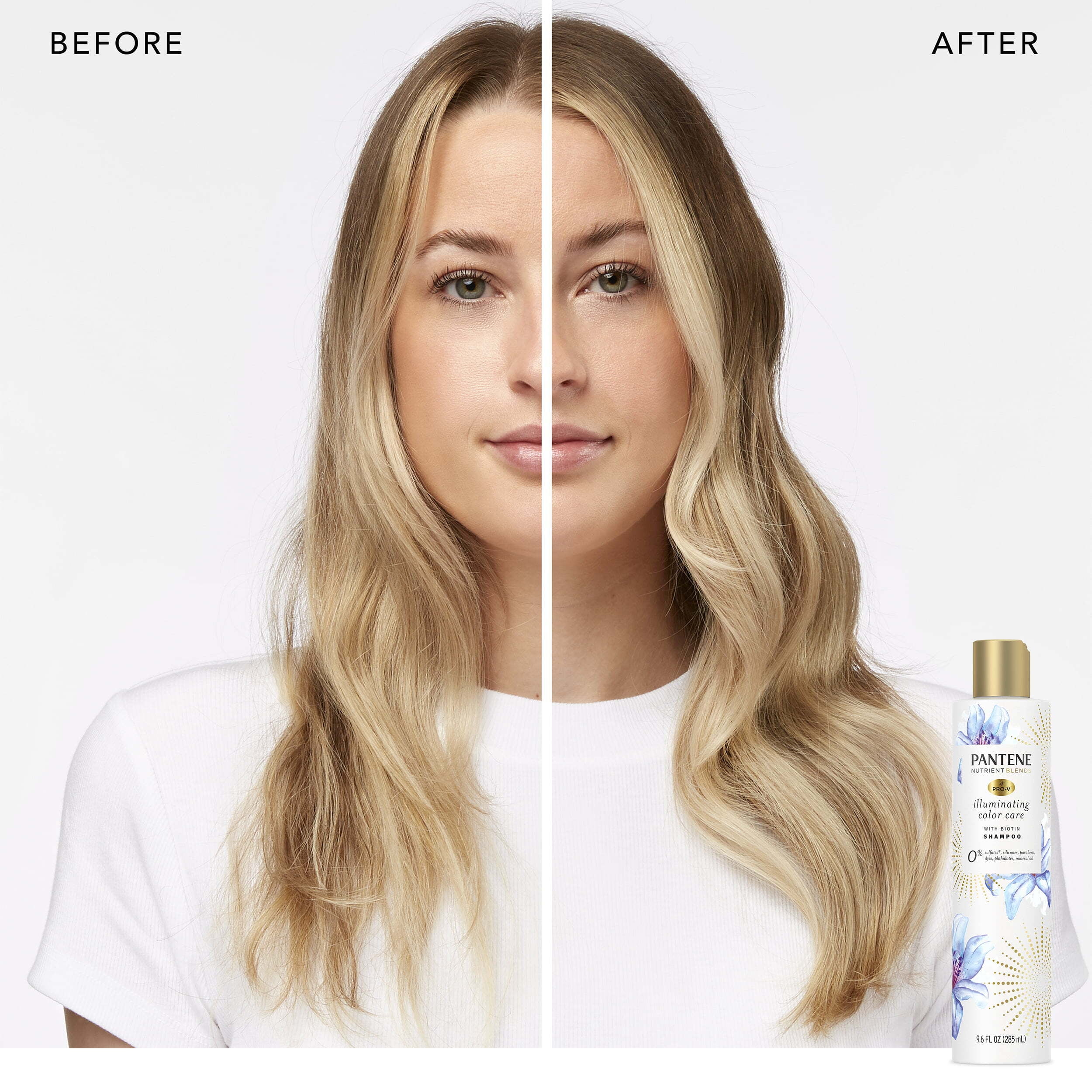 Pantene Illuminating Shampoo Sulfate Free with Biotin, Color Safe Hair, 9.6 oz