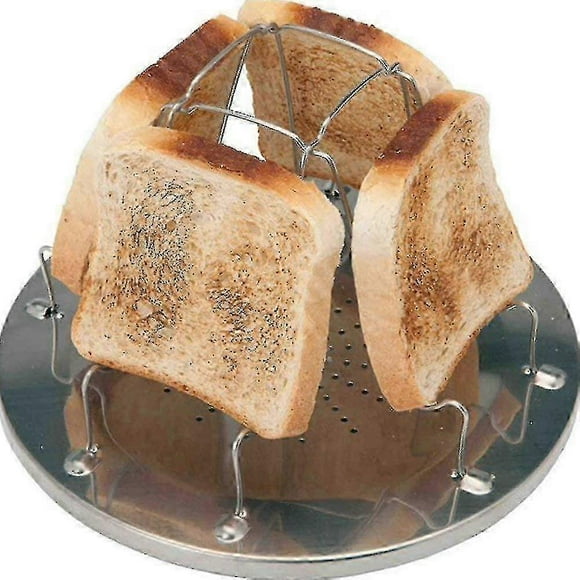 Folding Camp Stove Toaster, Stainless Steel 4 Slice Propane Bread Toaster, Portable Backpacking Outdoor Toaster Rack Holder For Camping Fishing Hiking