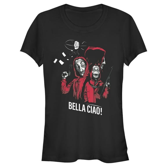 Junior's Money Heist Bella Ciao Bandits Graphic Tee Black Large
