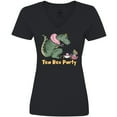 thumbnail image 3 of Inktastic Funny Tea Rex Party Women's V-Neck T-Shirt, 3 of 5