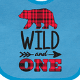 thumbnail image 4 of Inktastic Plaid Bear Wild and 1 with Arrow Boys or Girls Baby Bib, 4 of 4
