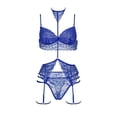thumbnail image 3 of Gibobby Lencería mujer erótica Lenceria Sexy para Mujer Ropa Interior Sensual de una Pieza Erotica de Encaje con Cuello V Pijama Tirantes(Azul, M), 3 of 5