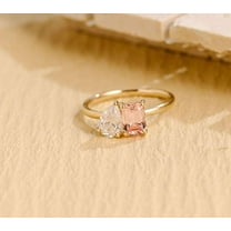 Jewelerix 2 CT Toi Et Moi Pear Moissanite Diamond Engagement Ring 14K Plated Gold Emerald Cut Ring Proposal Promise Rings for Her