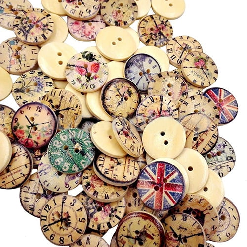 Wholesale 50Pcs Cute Animal Vintage Wood Buttons For Decorative Kid Clothes 