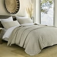 thumbnail image 3 of PANGUSHAN 100% Cotton Queen Quilt Set, Elegant Diamond Pattern Solid Color Queen Size Quilt Bedding Set Bedspreads, Reversible Quilted Lightweight Comforter, Beige Bed Spread for Queen Bed, 3pcs, 3 of 9