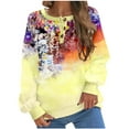 thumbnail image 2 of Qiopertar Mode Femmes Imprimé Col Rond Pull Tops Manches Longues Blouse Confortable Chandail en Molleton Offres de la Semaine Liquidation Moins de 5$ jusqu'à 90 % de Réduction, 2 of 6