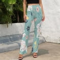 thumbnail image 4 of Rabbit Floral Pattern Print High Waisted Casual Flared Trousers Summer Home Pants Gift Street Fashion Night Club Big Size Trousers, 4 of 5
