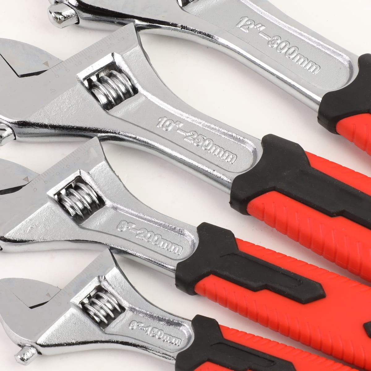 DNA Motoring 4Pcs 6"+8"+10"+12" Chrome Vanadium Steel 0.75" to 1.5" Jaw Openning Rubber Grip Adjustable Wrench Repair Tool Set