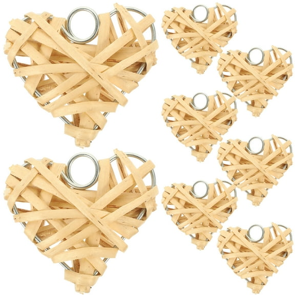 8 colgantes de ratán tejido con forma de corazón, de mimbre, con personalidad, grandes y coloridos, para bar y sala de estar (5 cm).