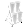 thumbnail image 4 of Flower Display Stand with 4 Pcs Buckets, 2 Tiers Metal Mobile Florist Bouquet Stand for Flower Shop, Wrought Iron Florist Stand for Indoor, Outdoor Patio Garden, Living Room, Florist (White,Black), 4 of 26
