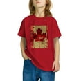 thumbnail image 4 of AUNVITO Boys Girls Casual Short Sleeve Cotton Top Maple Leaf Print Cute Fall Graphic Tee, 4 of 9