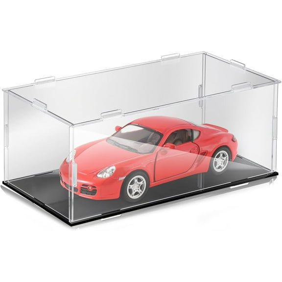 BlinkLLX 1 Pcs Clear Acrylic Display Case for 1: 24 Model Car Requires Installation Acrylic Display Box with Black Base Model Storage Case Stands for Toy Car Collectibles