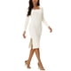 thumbnail image 4 of Vestido de suéter midi ajustado de punto acanalado de manga larga con escote cuadrado para mujer INSPIRE CHIC XL Blanco, 4 of 6