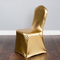 LinenTablecloth Metallic Gold Banquet Stretch Chair Cover